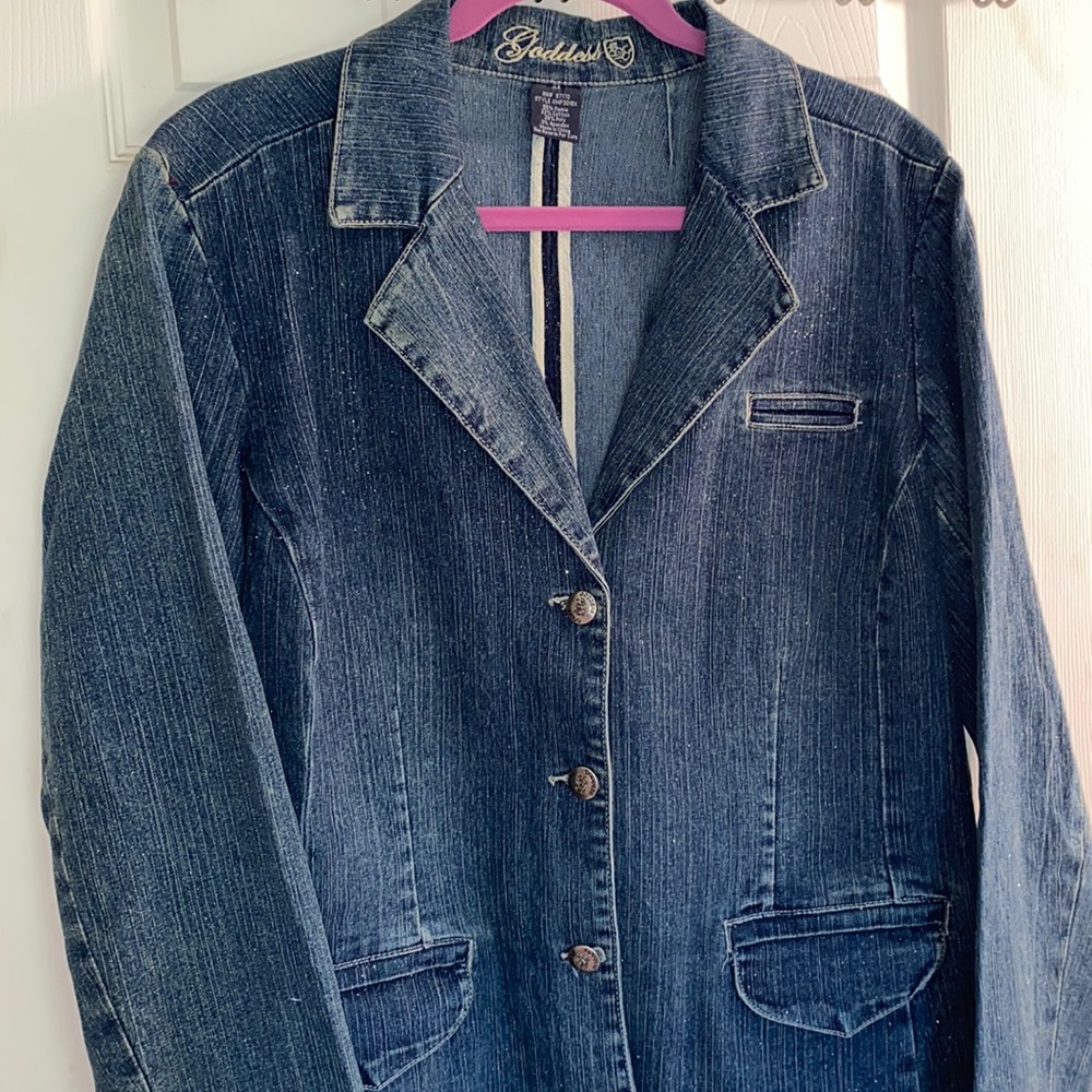 Goddess Blue Jean Jacket with sparkles! 2X - Picture 1 of 9